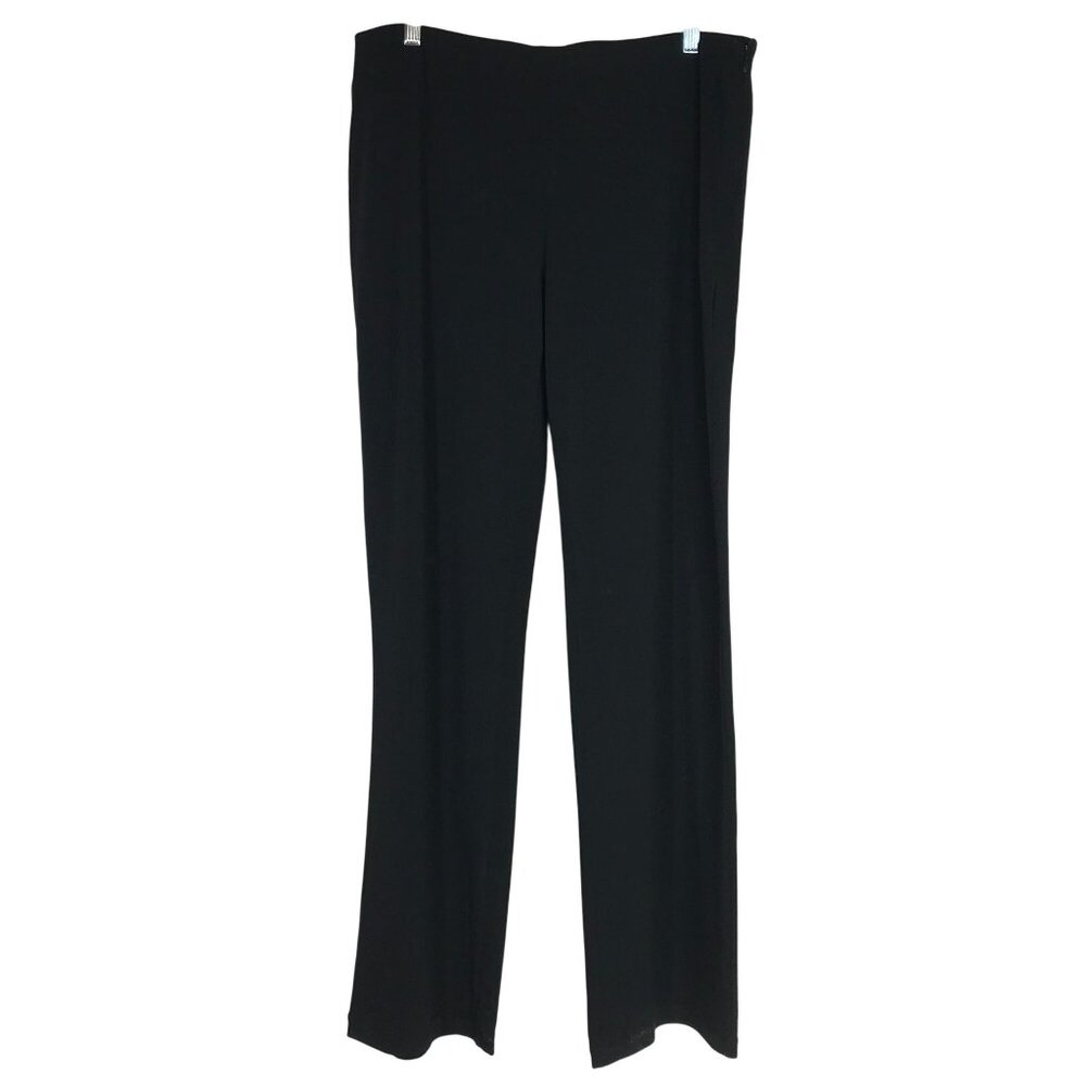 TILLEY - MEN'S LARGE -BLACK ELASTIC WAIST FLAT FRONT POLYESTER BLEND PANTS